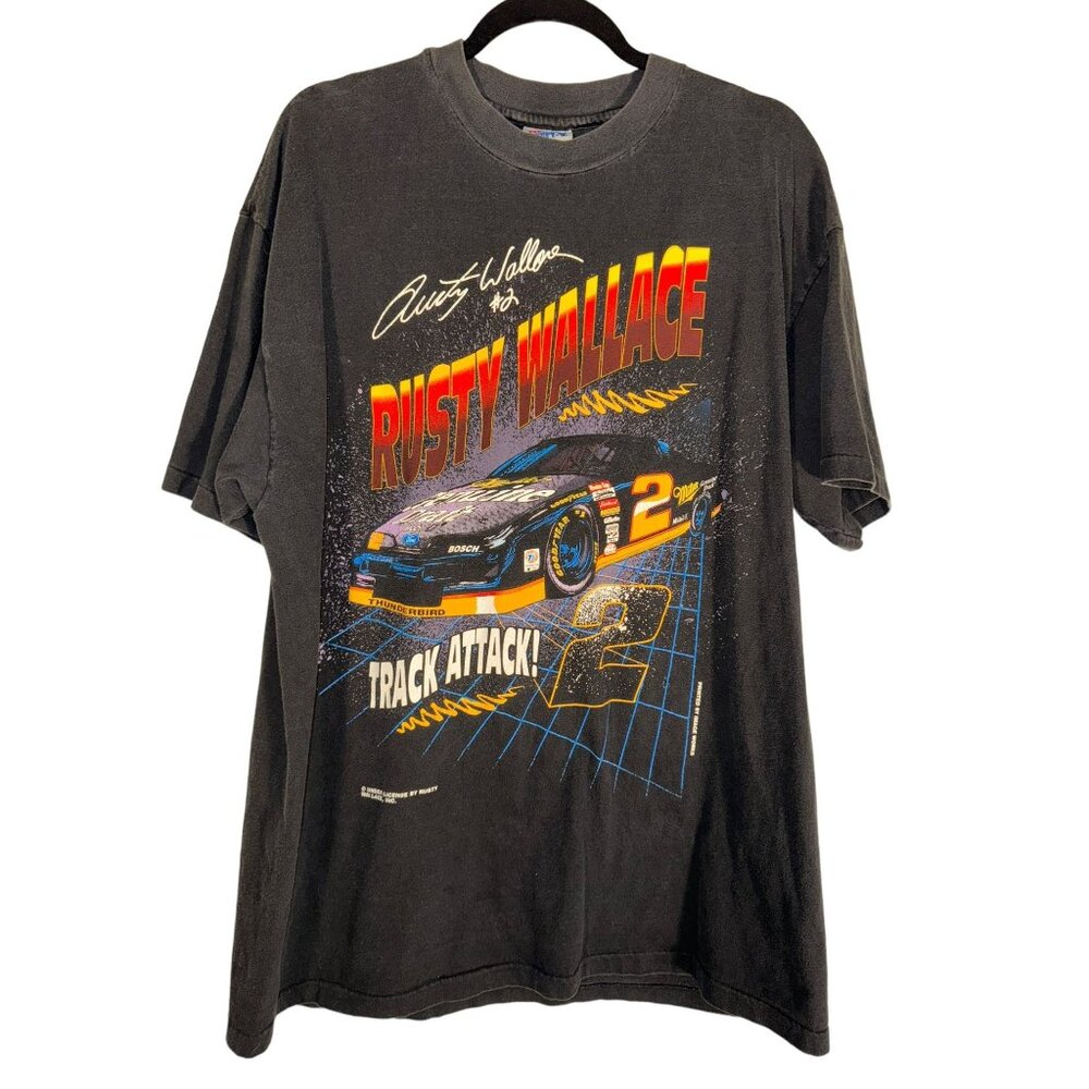 Vintage Rusty Wallace Shirt NASCAR Graphic Tee 1990s